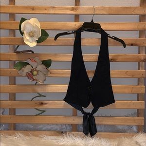 Wet Seal Black Halter Crop Vest